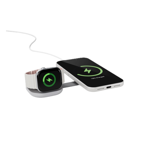 Epico UltraBase EF35 Qi2 (25W) MagSafe Compatible Foldable 2-in-1 Wireless Charger - Silver