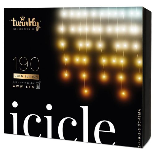Twinkly icicle - 500x70cm, 190 LED (Gold/Silver) 4.3MM, BT+WiFi, Gen II, IP44