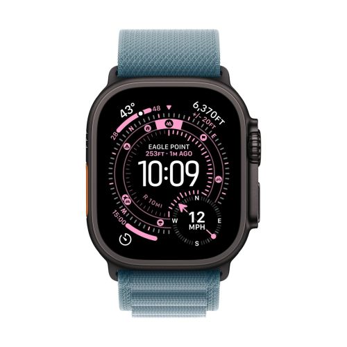 Apple Watch 49mm Light Blue Alpine Loop - Large - Black Titanium Finish