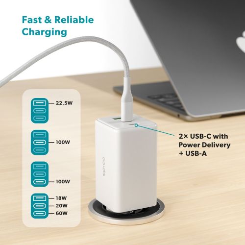 Epico 100W GaN Charger (2x USB-C, 1x USB-A)