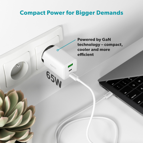 Epico 65W GaN Charger (2x USB-C, 1x USB-A)